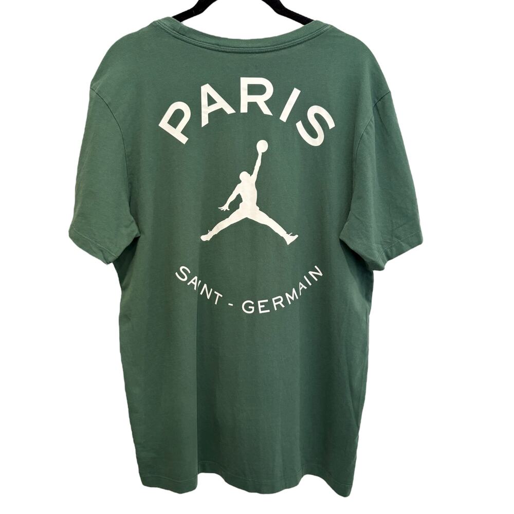 Nike Paris Saint-Germain x Jordan Logo T-Shirt Green Men's Size Medium - Picture 3 of 5